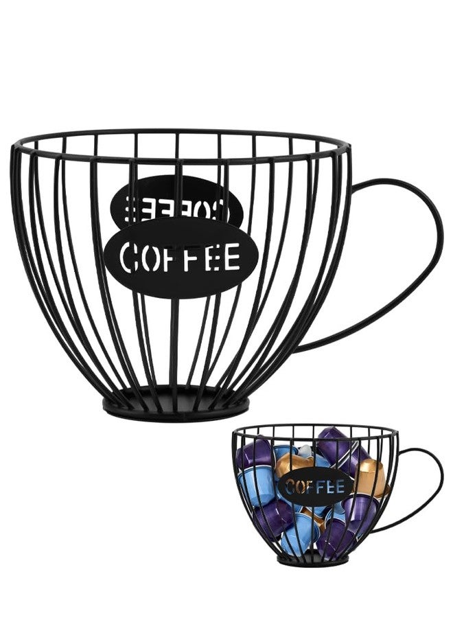 QWLWBU Coffee Pod Holder Large Capacity K Cup Holder for Counter,Coffee Filter Holder Black Wire Coffees Storage Basket for Kitchen Countertop,Coffees Bar,Coffe-e Station Organizer - Image 1