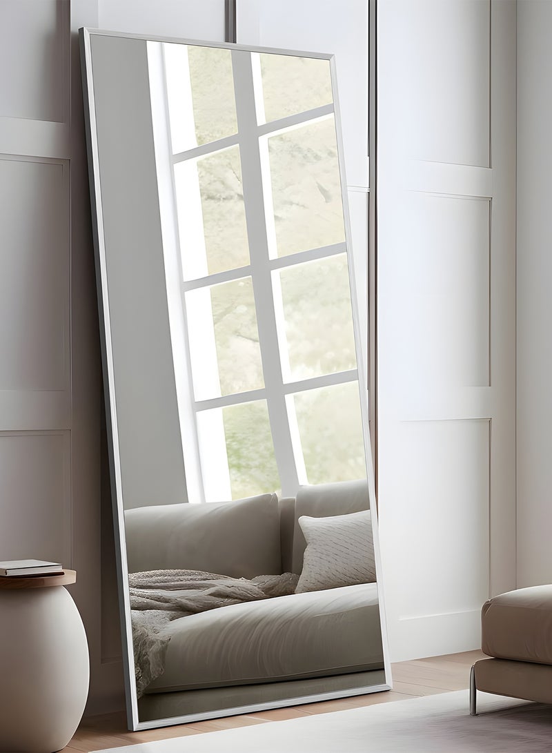 Taimi Large mirror with elegant design 160x50cm - Full length mirror with White metal frame and back stand - Its wonderful design is suitable for living rooms, dressing rooms and bedrooms - Image 1