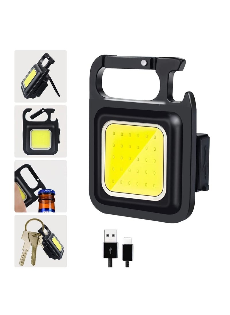 COB COB Rechargeable Mini Keychain Flashlight Pocket Light With Folding Bracket Bottle Opener Magnet Base For Fishing Walking And Camping  - Image 2