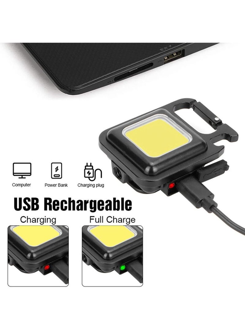 COB COB Rechargeable Mini Keychain Flashlight Pocket Light With Folding Bracket Bottle Opener Magnet Base For Fishing Walking And Camping  - Image 3
