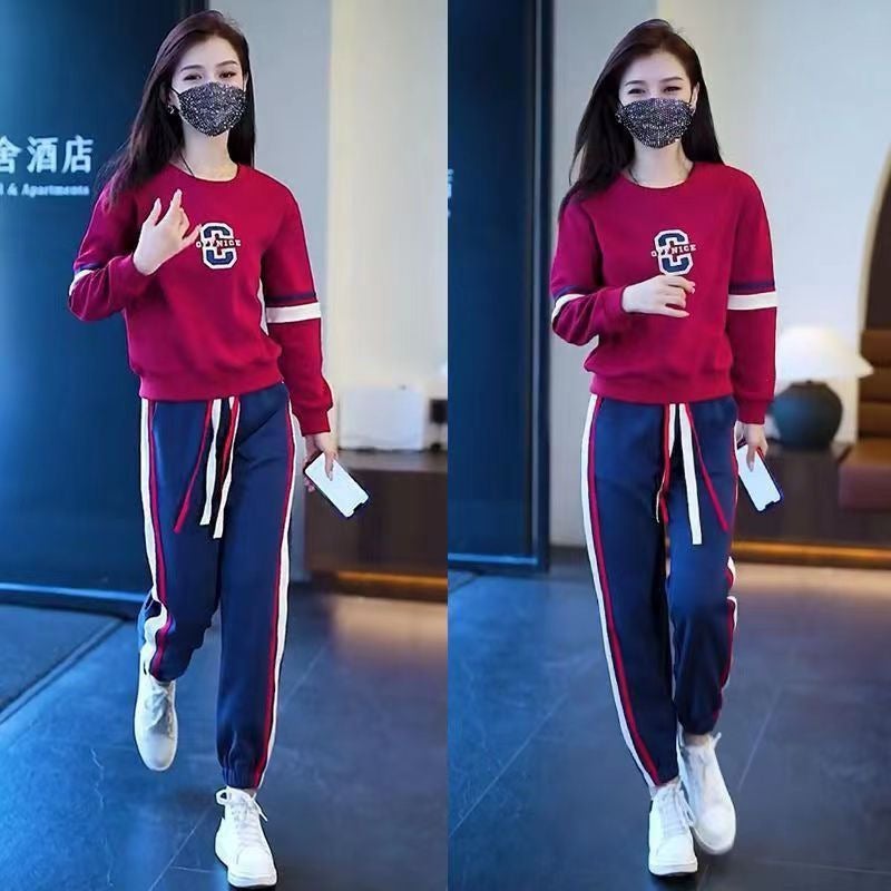Casual Plus Size Sweater Set Women Spring Autumn Blue - Image 2