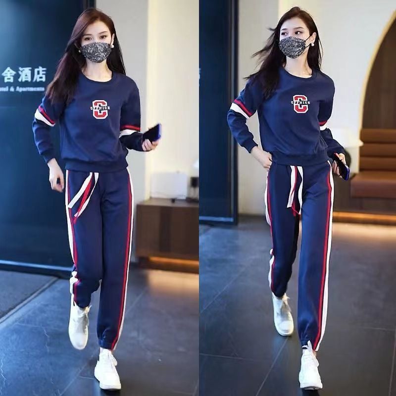 Casual Plus Size Sweater Set Women Spring Autumn Blue - Image 1