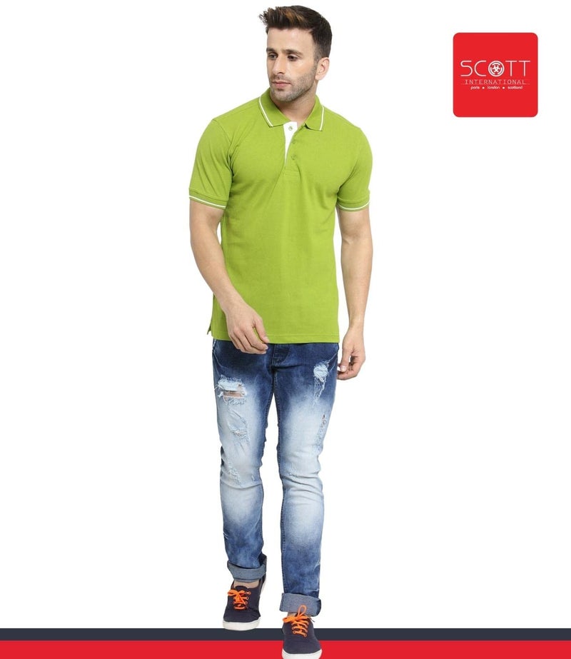 Scott International Polo T-Shirts For Men - Collar Neck, Half Sleeves, Cotton, Regular Fit Stylish Branded Solid Plain Tshirt For Men- Ultra Soft, Comfortable, Lightweight Polo T-Shirt, Multicolor - Image 5