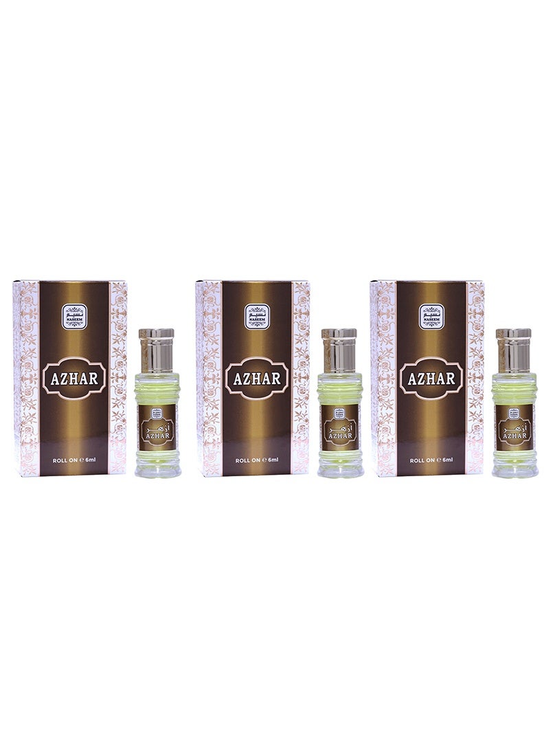 Azhar Perfume Oil Roll-On for Men & Women - 6ml (Pack of 3)