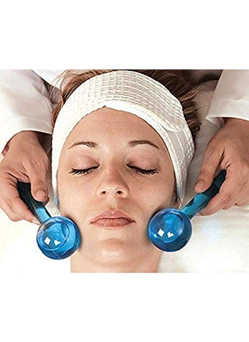yorten Yorten 2pcs Ice Roller Globes for Face and Eyes Facial Cooling Massage Balls Energy Beauty Crystal Ice Roller Cooling Skin Massager for Redness Soothing Relief  - Image 3