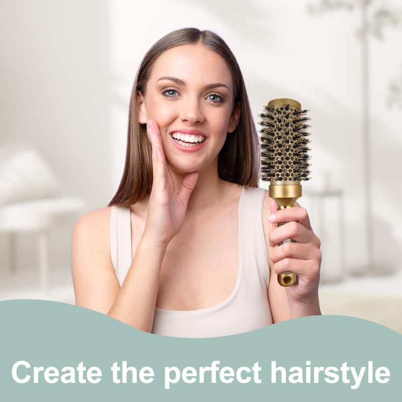 YANENAN Round Brush for Blow Out,Boar Bristle Round Hair Brushes for Women Bangs,Curly Hair Roller Brush for Blow Drying,Nano Thermal Ceramic & Ionic Tech(2.9 inch,Barrel 1.7inch,45mm) - Image 4