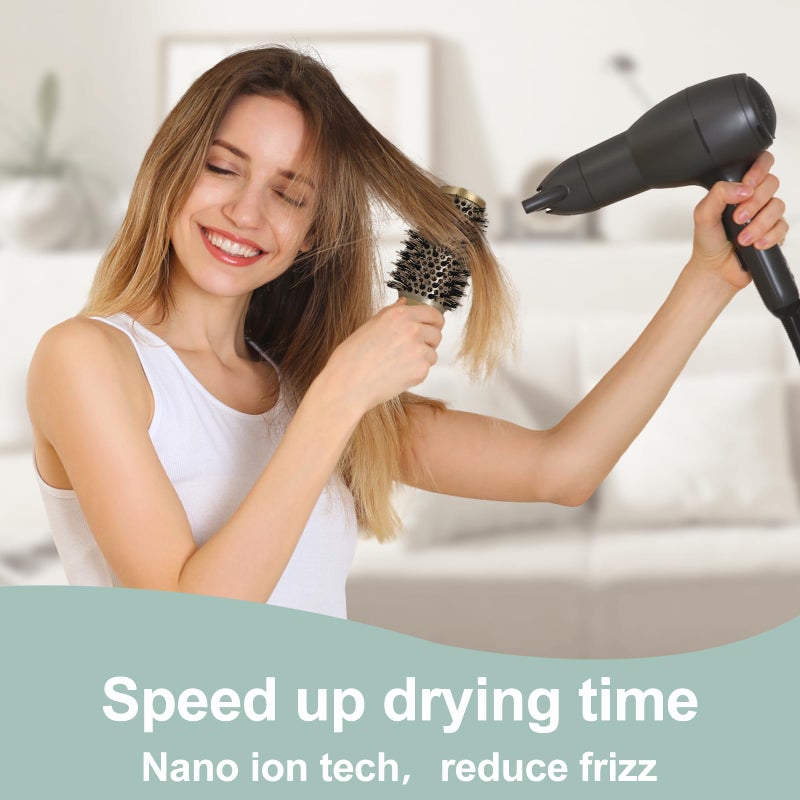 YANENAN Round Brush for Blow Out,Boar Bristle Round Hair Brushes for Women Bangs,Curly Hair Roller Brush for Blow Drying,Nano Thermal Ceramic & Ionic Tech(2.9 inch,Barrel 1.7inch,45mm) - Image 2