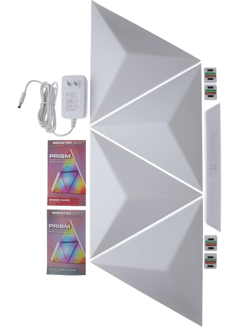 Monster 3D Multicolor LED Art Panels, 4-Panel Starter Kit, Wall Lighting, Remote Access From Anywhere, Works With Google Assistant, Amazon Alexa and Siri, Easy DIY Installation - Image 2