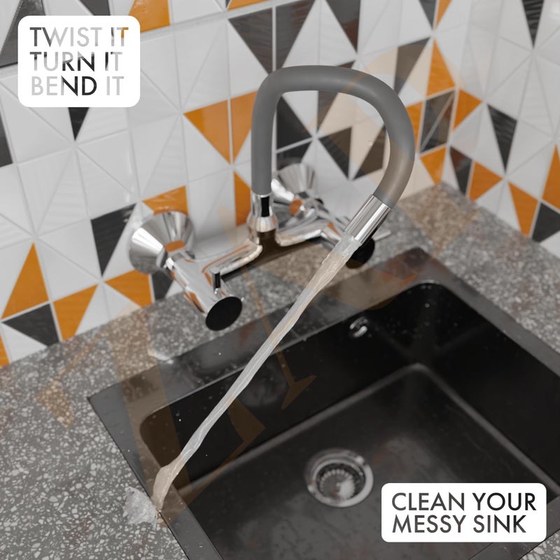 ZAP خلاط حوض بمخرج واحد من سلسلة إليكسير، خلاط بمخرج 7 بوصة، خلاط نحاسي، مخرج سيليكون للماء الساخن والبارد (رمادي) - Image 3