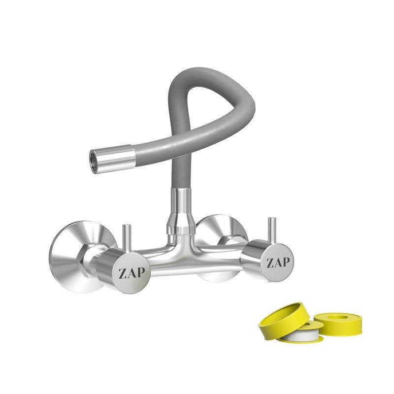 ZAP خلاط حوض بمخرج واحد من سلسلة إليكسير، خلاط بمخرج 7 بوصة، خلاط نحاسي، مخرج سيليكون للماء الساخن والبارد (رمادي) - Image 1