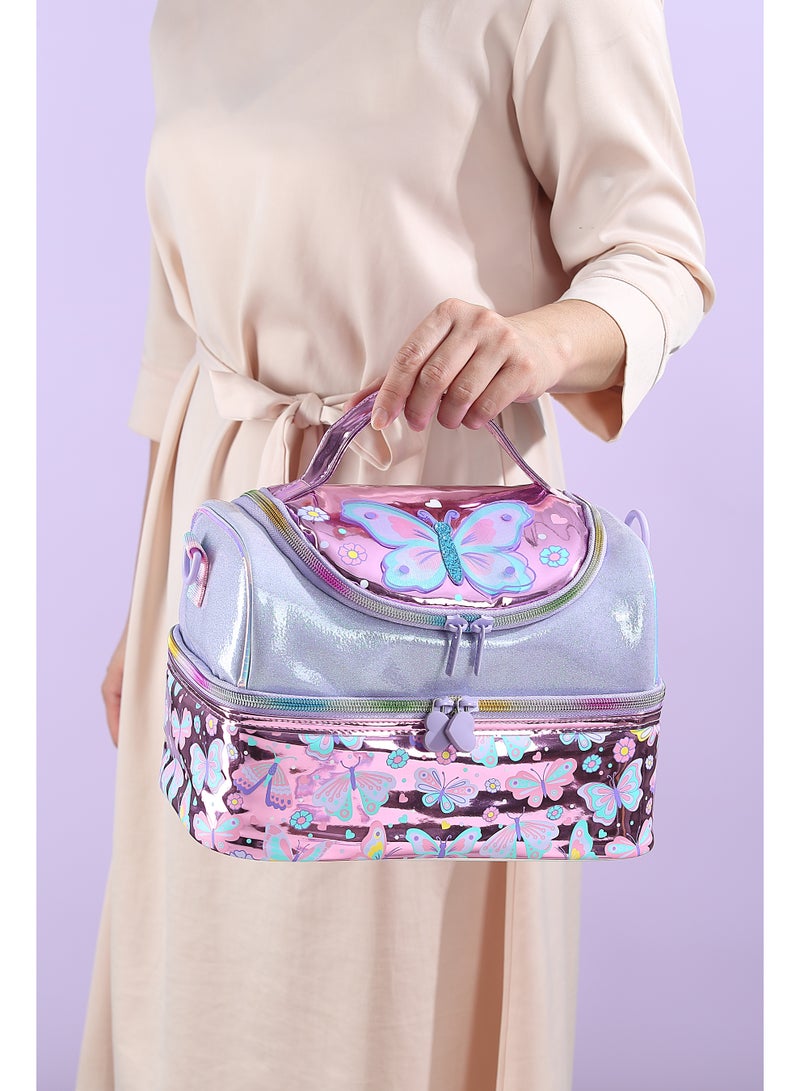 VEST Kids Lunch Bag, Sparkly Butterfly Insulated Lunch Bag, Portable Reusable Thermal Lunch Box for Girls 25.5×16.5×17cm - Image 5