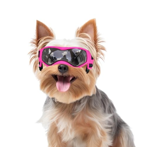 PETLESO Small Breed Dog Goggles, Pink Sunglasses with UV Protection and Adjustable Straps - Image 1