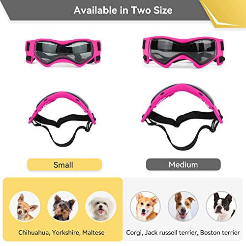 PETLESO Small Breed Dog Goggles, Pink Sunglasses with UV Protection and Adjustable Straps - Image 4
