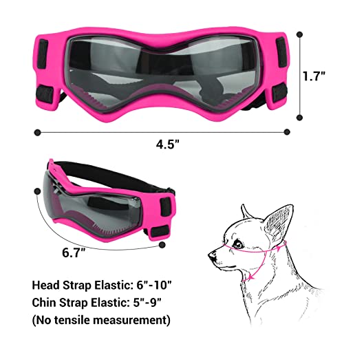 PETLESO Small Breed Dog Goggles, Pink Sunglasses with UV Protection and Adjustable Straps - Image 3