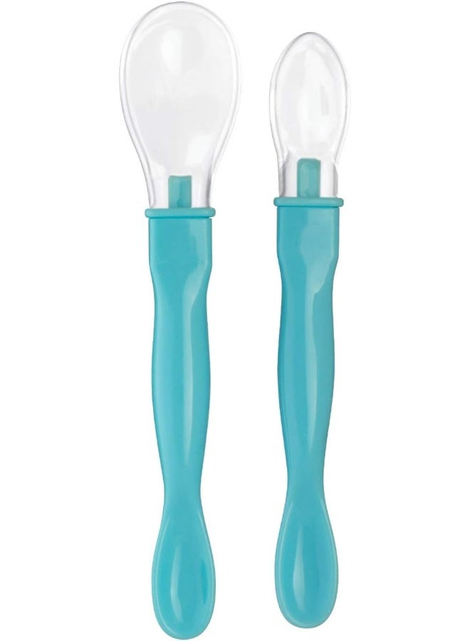 Beebaby 3 in 1 Weaning Silicone Spoon Set with Dual End Spoon for Feeding Newborns/Baby (Blue) - Image 1