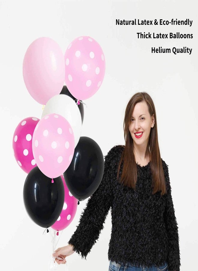 ANSOMO Black and Pink Latex Balloons, 12 inch Thick Polka Dot Balloons, 60 Pcs - Image 3