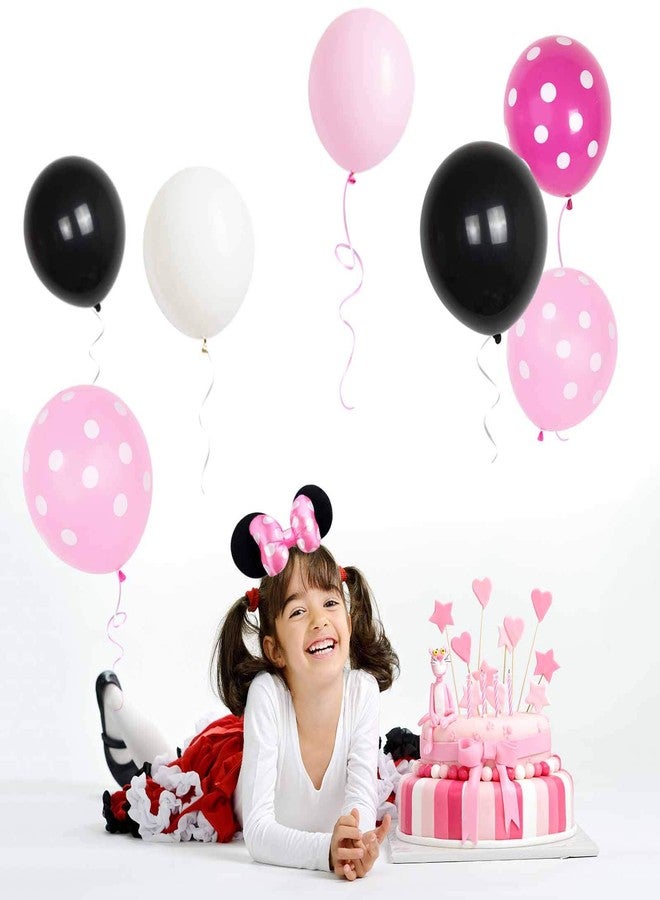 ANSOMO Black and Pink Latex Balloons, 12 inch Thick Polka Dot Balloons, 60 Pcs - Image 5