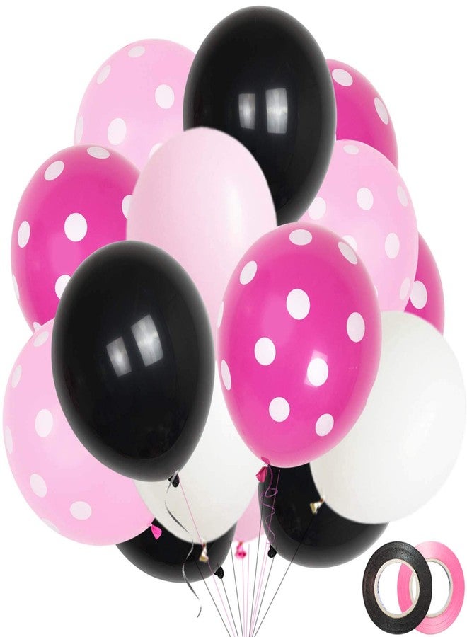 ANSOMO Black and Pink Latex Balloons, 12 inch Thick Polka Dot Balloons, 60 Pcs - Image 1