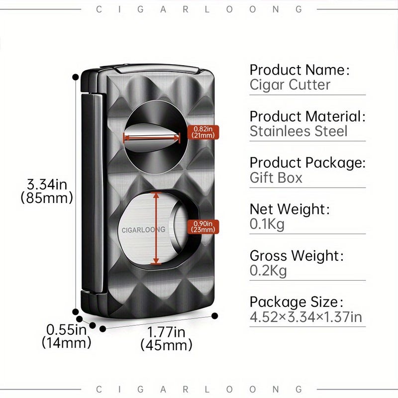 Stainless Steel 4 In 1 Portable V Shape Cigar Cutter Set Frosted Khaki Sharp Scissors Flat Blade Sharpener Artistic Gift Box For Cigar Lovers - Image 3