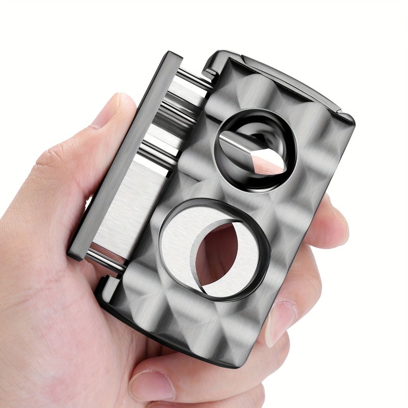 Stainless Steel 4 In 1 Portable V Shape Cigar Cutter Set Frosted Khaki Sharp Scissors Flat Blade Sharpener Artistic Gift Box For Cigar Lovers - Image 1