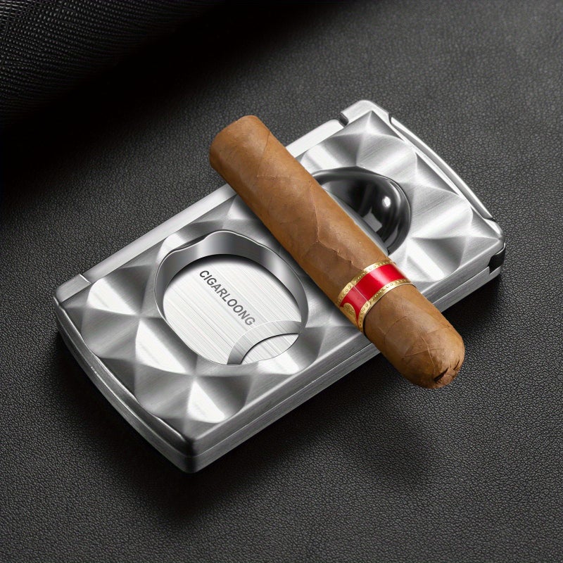 Stainless Steel 4 In 1 Portable V Shape Cigar Cutter Set Frosted Khaki Sharp Scissors Flat Blade Sharpener Artistic Gift Box For Cigar Lovers - Image 4
