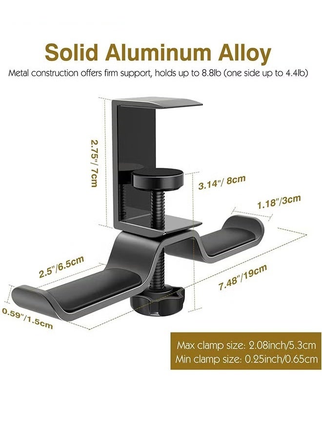 EETU Dual Rotatable Headphone Stand Hanger, UNUNS Aluminum Under Desk Clamp Headset Holder, 360° Rotating Earphone Mount with Adjustable Clamp for All Headphones, PC Gaming Headphone, Black - Image 5