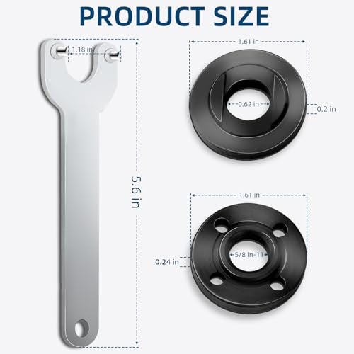 IALTMEI 7PCS IALTMEI Angle Grinder Nut ＆ Angle Grinder Wrench Set， Premium 5/8-11 Flange Metal Lock Nut, Compatible with Dewalt, Milwaukee, Makita1, Metabo, Bosch, Ryobi, Black Decker 4.5" 5" Grinder Parts - Image 2