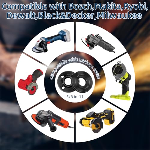 IALTMEI 7PCS IALTMEI Angle Grinder Nut ＆ Angle Grinder Wrench Set， Premium 5/8-11 Flange Metal Lock Nut, Compatible with Dewalt, Milwaukee, Makita1, Metabo, Bosch, Ryobi, Black Decker 4.5" 5" Grinder Parts - Image 4