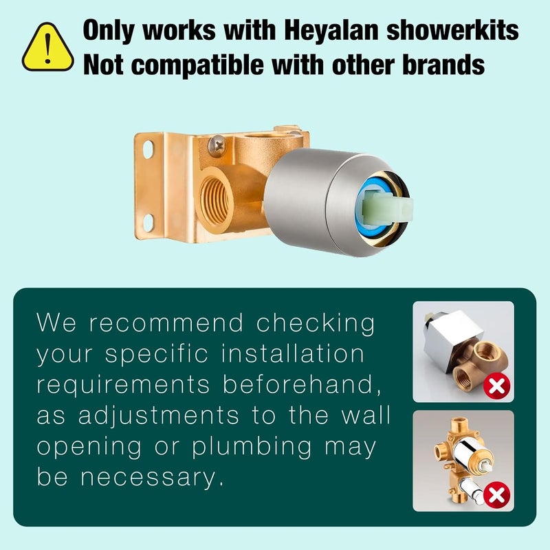 Heyalan Shower Faucet Set with Valve Kit,8 Inch Bathroom Rainfall Shower Head and Handle Set System Trim Kit,Female Thread Valve Single Function,Brushed Nickel - Image 2