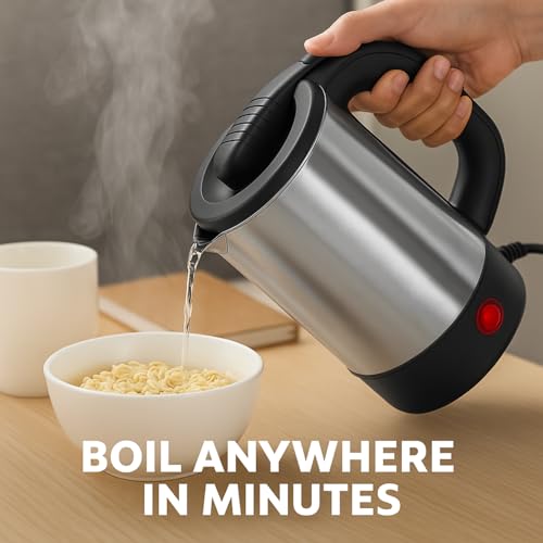 Royalkart® Sinboss 650 W Travel Electric Kettle, 0.5L, Stainless Steel Body | 2 Cups | Quick Boil | Mini Water Kettle For Making Black Tea & Black Coffee, Cool Touch Handle - Image 4