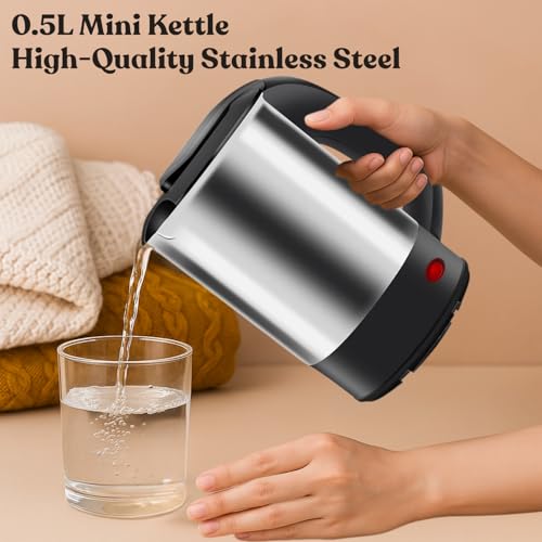 Royalkart® Sinboss 650 W Travel Electric Kettle, 0.5L, Stainless Steel Body | 2 Cups | Quick Boil | Mini Water Kettle For Making Black Tea & Black Coffee, Cool Touch Handle - Image 3