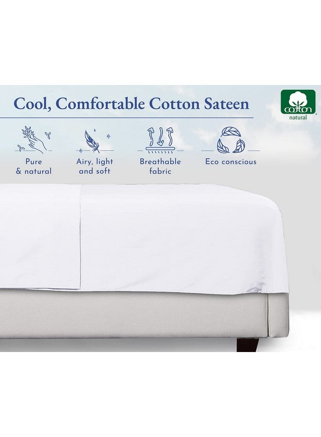 California Design Den California Design Den Queen Size Flat Bed Sheet Only - Soft 400 Thread Count 100% Cotton Sheet Sateen, Breathable, Durable and Cooling Bed Sheets - Bright White - Image 5