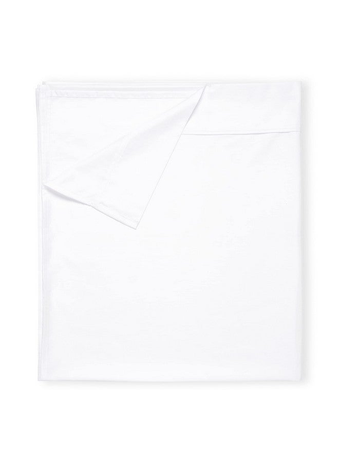 California Design Den California Design Den Queen Size Flat Bed Sheet Only - Soft 400 Thread Count 100% Cotton Sheet Sateen, Breathable, Durable and Cooling Bed Sheets - Bright White - Image 1