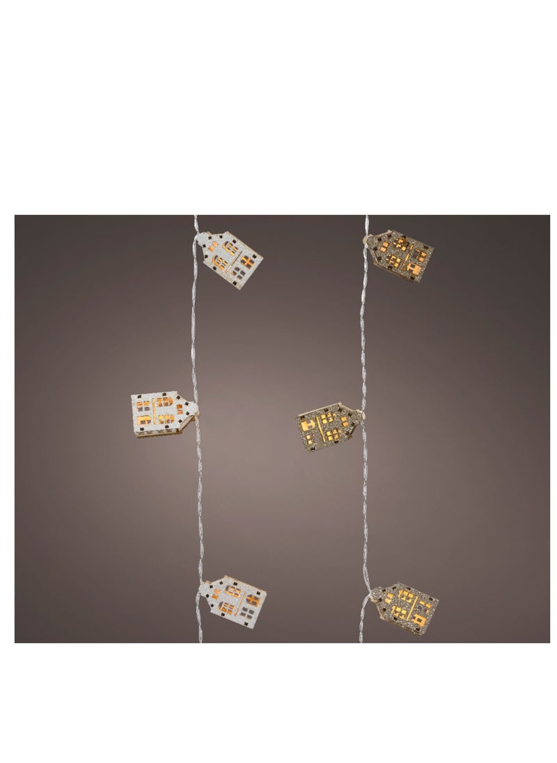 Kaemingk Kaemingk Christmas Led Deco String Lights Plywood Decoration House Warm White 10Led, Battery Operated  - Image 2