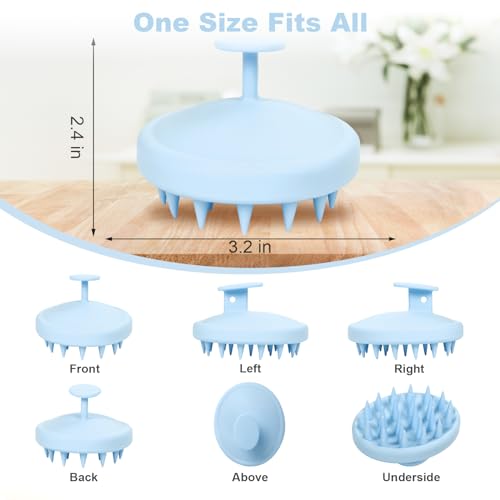 Meartchy Silicone Scalp Massager, Scalp Scrubber for Hair Growth with Soft Bristles, Scalp Exfoliator Brush Dandruff Removal Shampoo Brush for Wet Dry Scalp Care (Light Blue) - Image 2