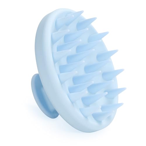 Meartchy Silicone Scalp Massager, Scalp Scrubber for Hair Growth with Soft Bristles, Scalp Exfoliator Brush Dandruff Removal Shampoo Brush for Wet Dry Scalp Care (Light Blue) - Image 1
