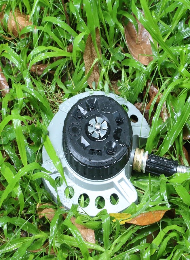 STYDDI Metal 9-Pattern Turret Lawn Sprinkler, 9 Pattern Garden Sprinkler with Heavy-Duty Metal Base, Great for Small, Shaped, Medium-Sized Yard Areas, Coverage Area Up to 1,022 Sq.Ft - Image 3
