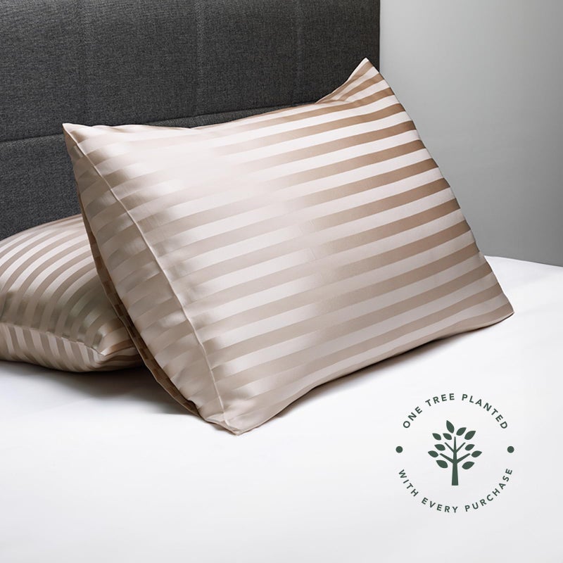 Fishers Finery Fishers Finery 30mm 100% Pure Mulberry Silk Pillowcase Set  Good Housekeeping Quality Tested (Taupe Stripe  Queen  2 Pack)  - Image 3