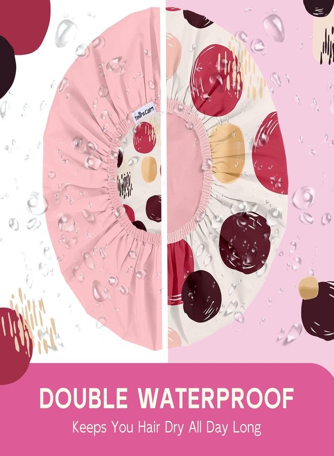 Years calm Waterproof Shower Cap for Women - Double-Layer Reusable Bath Cap with Elastic Band for Long/Short/Curly/Braids Hair, Washable & Travel-Friendly, Fit for Shower, Spa (Beige Shower Cap - Image 3