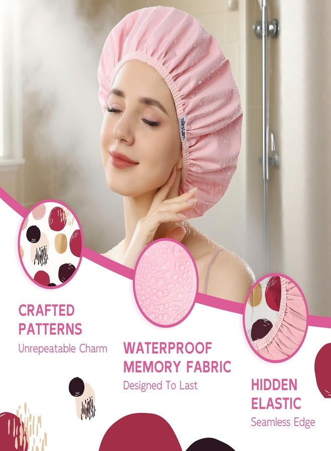 Years calm Waterproof Shower Cap for Women - Double-Layer Reusable Bath Cap with Elastic Band for Long/Short/Curly/Braids Hair, Washable & Travel-Friendly, Fit for Shower, Spa (Beige Shower Cap - Image 4