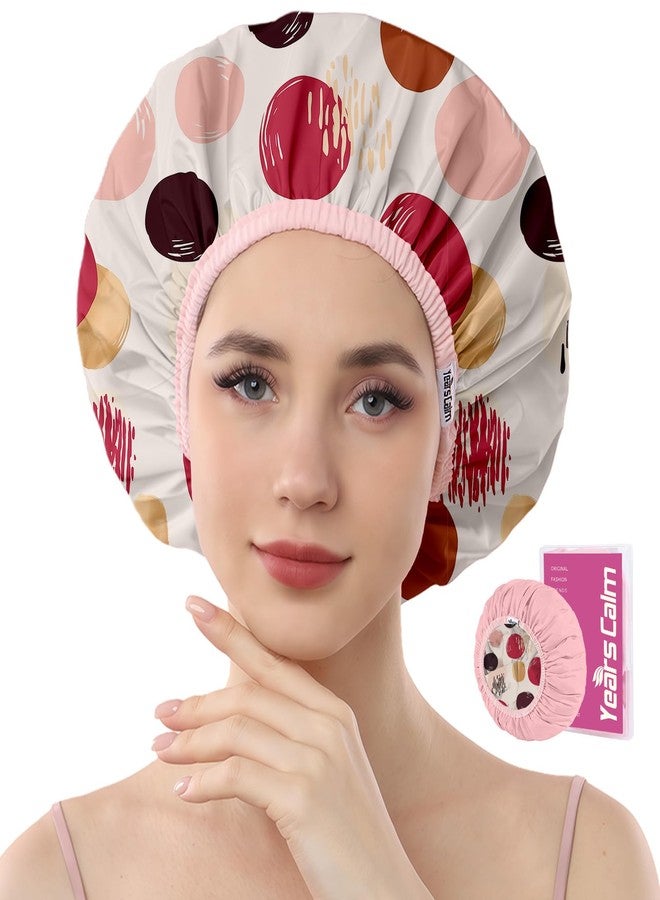 Years calm Waterproof Shower Cap for Women - Double-Layer Reusable Bath Cap with Elastic Band for Long/Short/Curly/Braids Hair, Washable & Travel-Friendly, Fit for Shower, Spa (Beige Shower Cap - Image 1