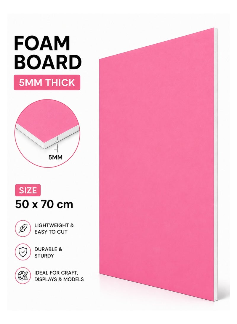 1-Piece 5mm Thick Foam Board For Craft And Illustration 50x70cm Size Pink - Image 1