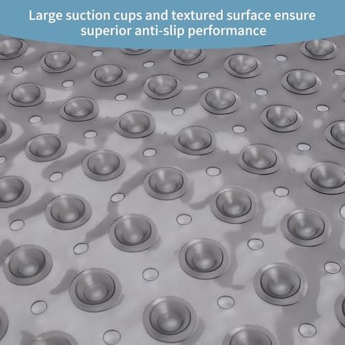 Tcbelosion Bath Tub Shower Mat,Non Slip Machine Washable Bathroom Mat,Suction Cups and Drain Holes for Easy Cleaning,39.56 X 15.75 Inches(Grey) - Image 5
