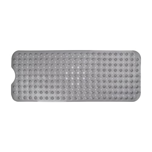 Tcbelosion Bath Tub Shower Mat,Non Slip Machine Washable Bathroom Mat,Suction Cups and Drain Holes for Easy Cleaning,39.56 X 15.75 Inches(Grey) - Image 1
