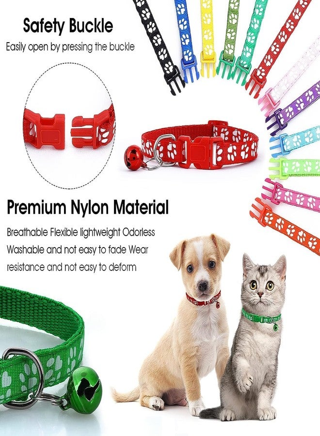 D&C PAWS Cat Collars Belt for Kitten with Bells Paw Print Nylon Made Adjustable Size Pet Safe Collars for Cats Rabbit (Random Color, Pack of 1 Pc) (Yellow) - Image 4