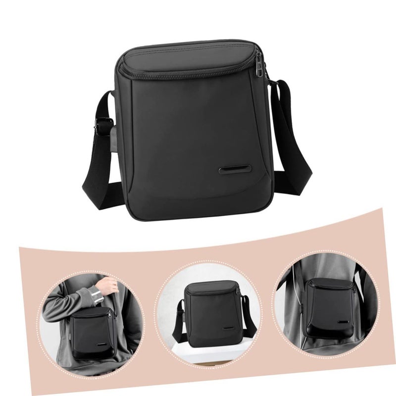 Men Casual Shoulder Bag Business Briefcase Storage Pouch Outdoor 25X21CM Black - Image 5