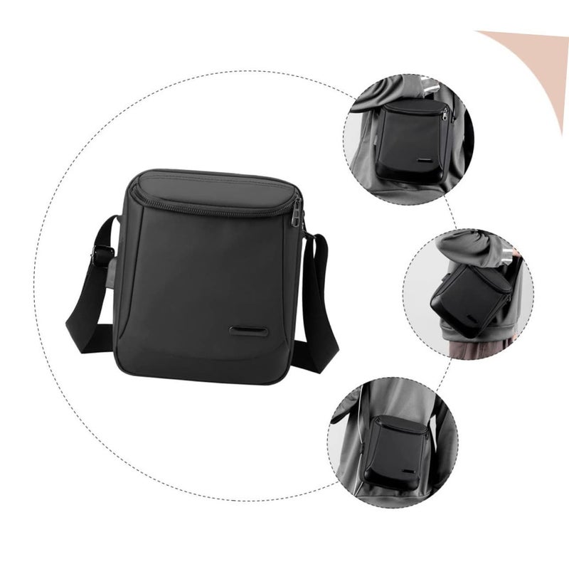 Men Casual Shoulder Bag Business Briefcase Storage Pouch Outdoor 25X21CM Black - Image 3
