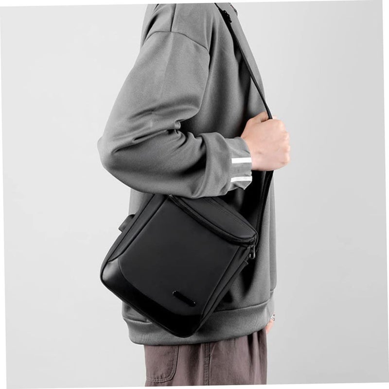 Men Casual Shoulder Bag Business Briefcase Storage Pouch Outdoor 25X21CM Black - Image 4