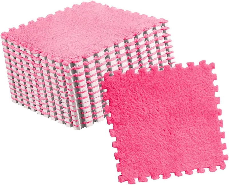 Pomya Antislip Soft Foam Mats | Washable Plush Puzzle Tiles for Kids Bedroom Playroom Nursery (Rose Red) - Image 3