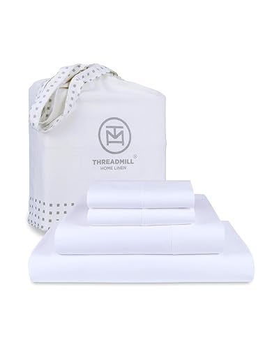 Threadmill Luxury 800 Thread Count King 100 Cotton Sheets  Hotel White Sateen Weave BedSheets Better Than Egyptian Cotton 4 Pc Solid Soft Bed Set Fits 16 Deep Pocket